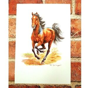 Domestic Horse - R. Fieger - 1999 Vtg ART PRINT - 7"x10" - Unique Wall Decor